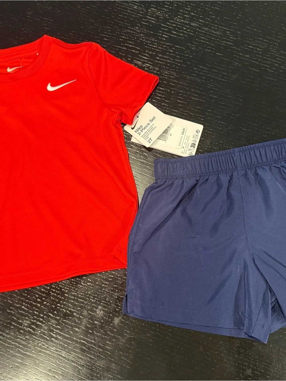 Nike Kids Red Tee with Navy Athletic Shorts Set